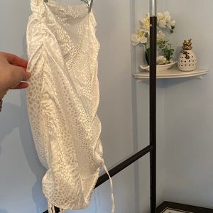 Silk ruched bodycon skirt with leopard print